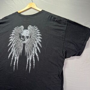 Black Canyon Shirt Mens 2XL Black Short Sleeve Skull Wings Grunge Angel of Death